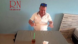 naked curvy waitress serves from navel to restaurant guest backstage teaser