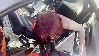 Old redhead teacher granny sloppy blowjob huge bbc cumshot in car public