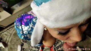 mature couple aimeeparadise fucks santa cosplay with closeup cumshot face