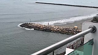 naughty stepdaughter cums hard masturbating seaside with perky tits