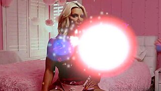 brittany andrews' juicy big tits tease pink lingerie solo play