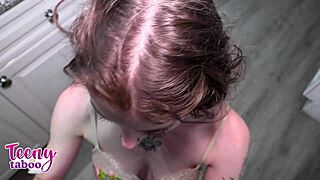 Boss Fills Babysitter Sunny Daze's Tight Hole with Creampie in Kitchen