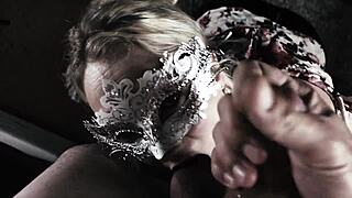 Busty CFNM milf wife sucks balls and takes facial on natural tits