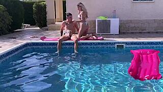 Neighbor Mom Bent Over Pool Fucked