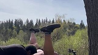 moaning wildly as big black cock stretches my milf pussy outdoors