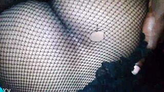 dripping wet juicy black milf pussy ripped open for hard cock pounding