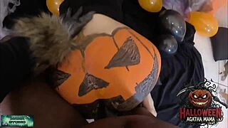 Who fills this Brazilian milf's Halloween pumpkin with BBC cum?