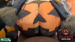 Who fills this Brazilian milf's Halloween pumpkin with BBC cum?