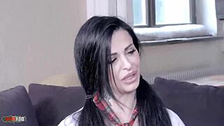 french milf's big tits bounce sofa fucked school uniform terry matt