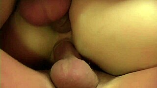 18 blonde milf in fishnets heels takes anal threesome doggystyle deepthroat on bed