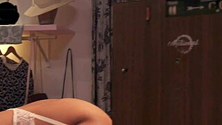 Thirsty milf begs for anal gaping threesome fingering in fishnets