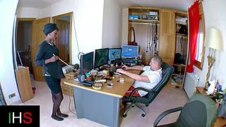 black milf slut takes cock in shaved pussy and tight ass