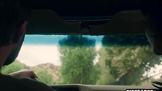 night drive turns into hardcore threesome with big tits milf and little 18+ puck pounding outdoors