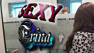 Sexy milf brunette fingers pussy squirts orgasm in shower with toys