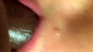 Wife sucks black cock in try-not-to-cum game but swallows load