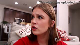 stepmom seduces young cock while step sis watches on christmas eve