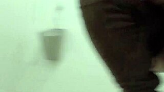 french maid slave chains up in public toilet for dirty solo toy humiliation