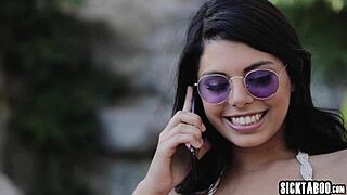 Petite Latina teen Gina Valentina enjoys lesbian sex with horny big tits milf Brandi Love