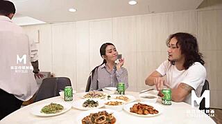 Korean stepmom takes rough creampie from son's huge cock gangbang