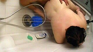 bbw wife soaps up big tits then bends for shower doggy cumshot