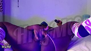 Horny Ebony Milf Masturbates Gaping Pussy with Vibrator Full Solo Video