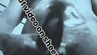 Horny oiled black monster cock masterbates muscular doggystyle closeup