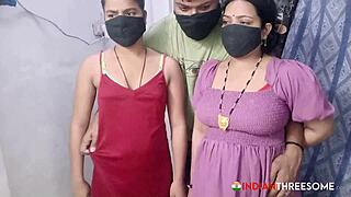 Desi Step Mom Craves Rough Threesome Doggystyle Pussy Pounding