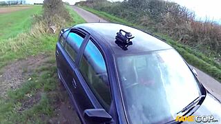 slutty american milf fishnet fucked by fake british cop outdoors