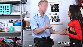 latina milf suspect chokes on officer's dick with buttplug stuffed