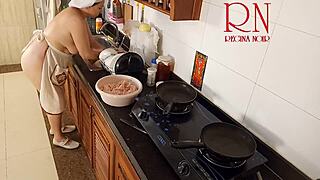 nudist regina noir naked kitchen cooking maid housewife pussy tease solo