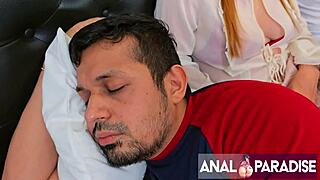 my stepson pounds my tight ass hard while clueless husband rests next to us