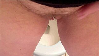watch my sexy brunette ass pussy peeing closeup