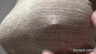 gill ellis' huge mature boobs burst from lingerie