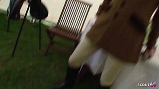 Slim blonde pigtails teen seduced into risky farm cfnm by old fat guy deepthroats and swallows cum