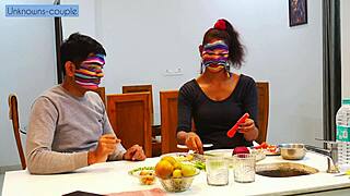 lonely indian housewife seduces househelp for kitchen pussy licking and rough fucking