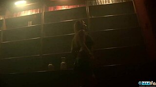Busty blonde in stockings and lingerie and facing face fun